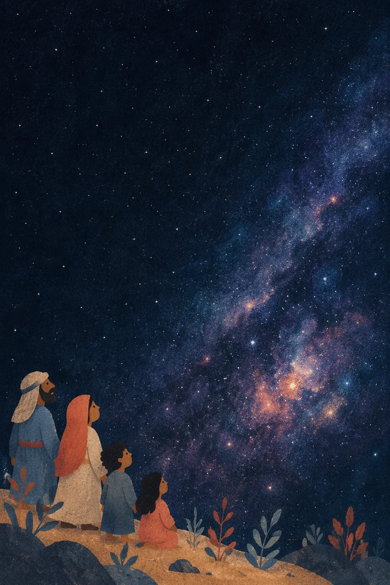 Dark Galaxy Field with Blue Nebula