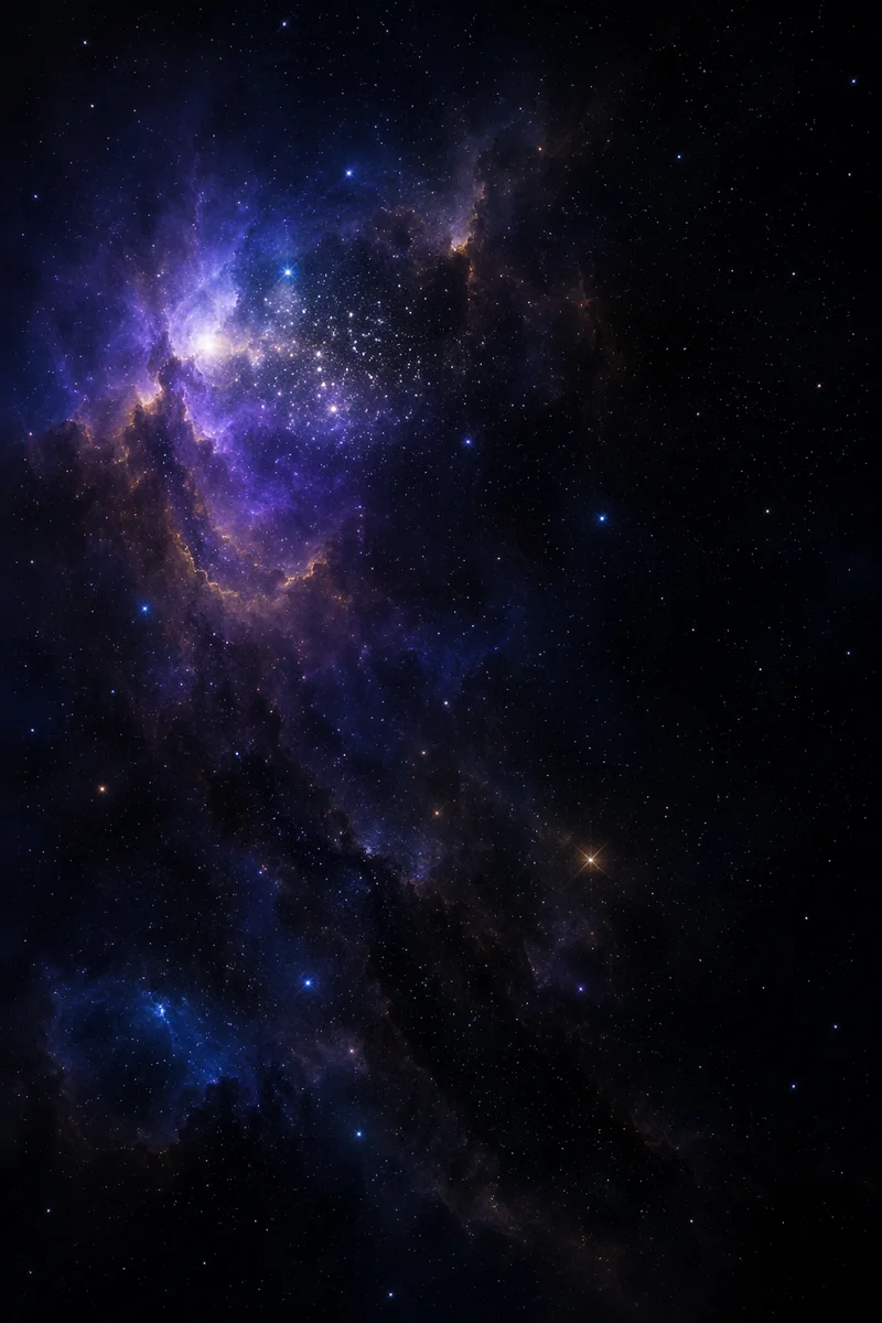 Dark Galaxy Field with Violet Nebula