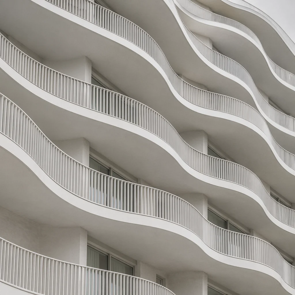 Minimalist White Geometric Facade Background