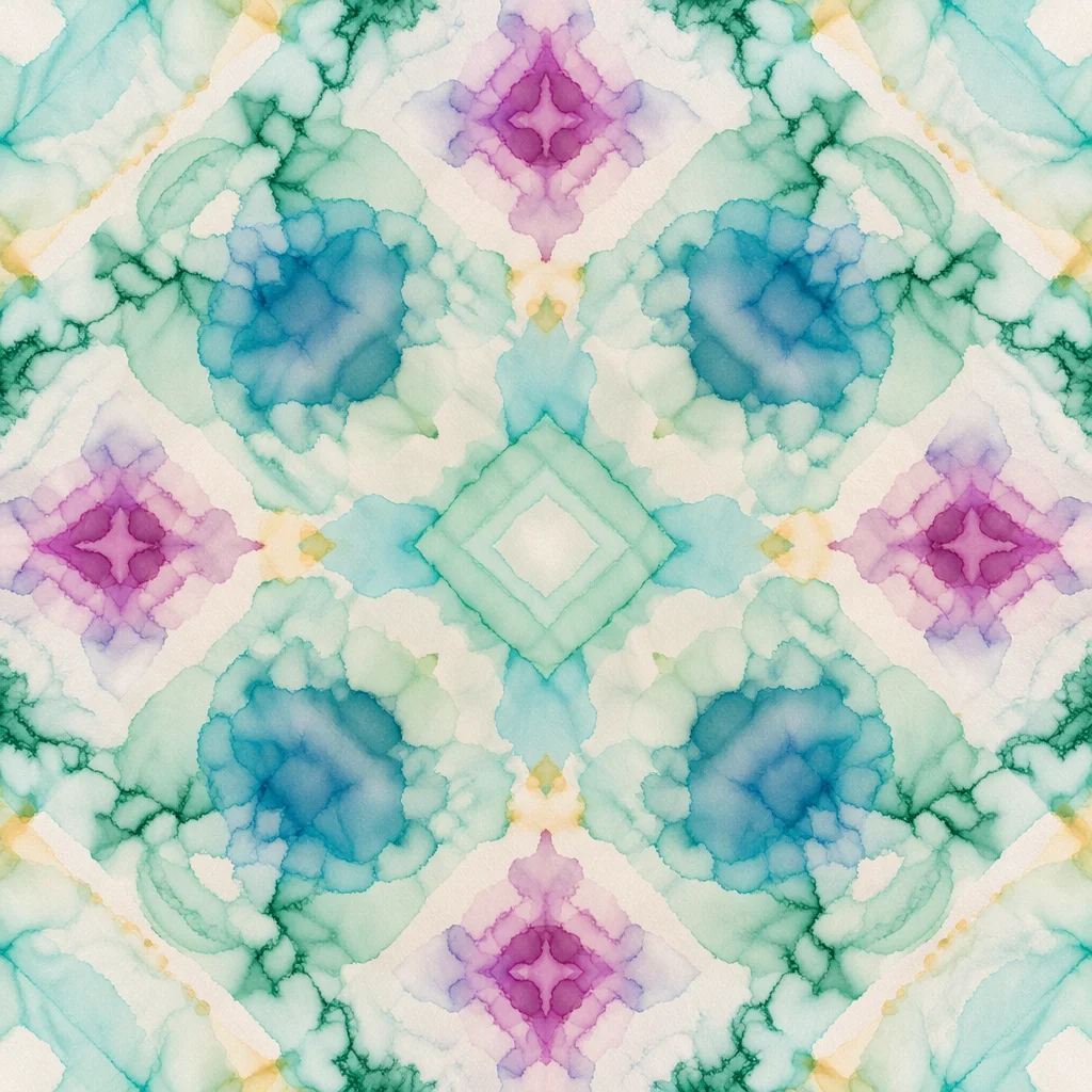 Minimalist Aqua Geometric Folk Pattern