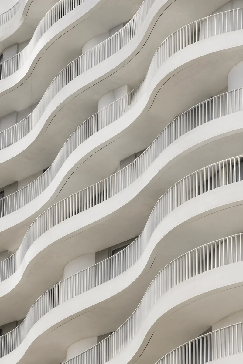 Minimalist White Geometric Facade Pattern