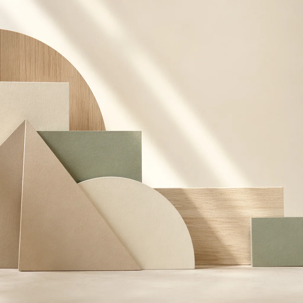 Minimalist Geometric Paper and Wood Background