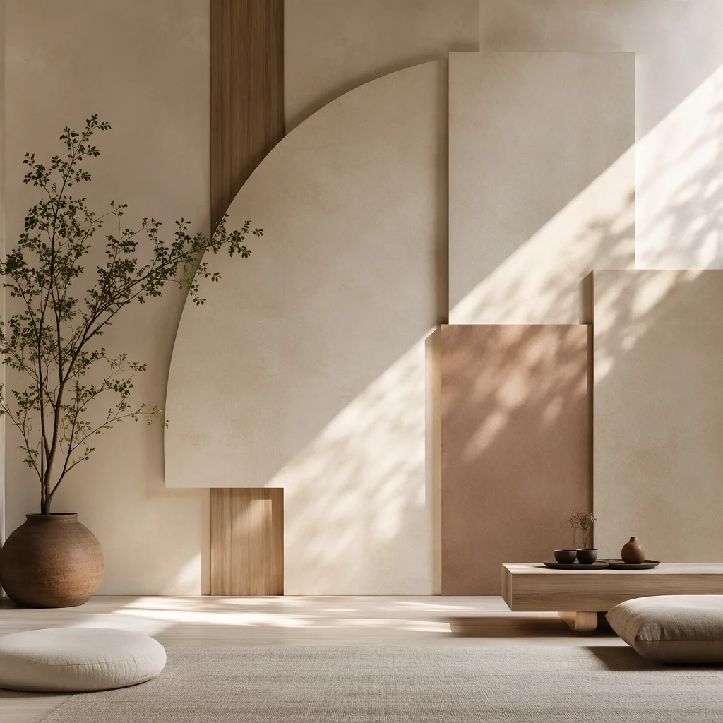 Modern Geometric Meditation Room Background