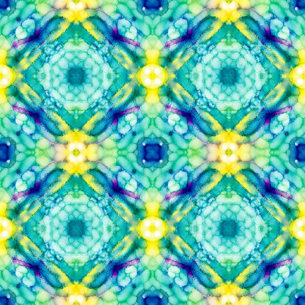 Modern Aqua Geometric Kaleidoscope Background