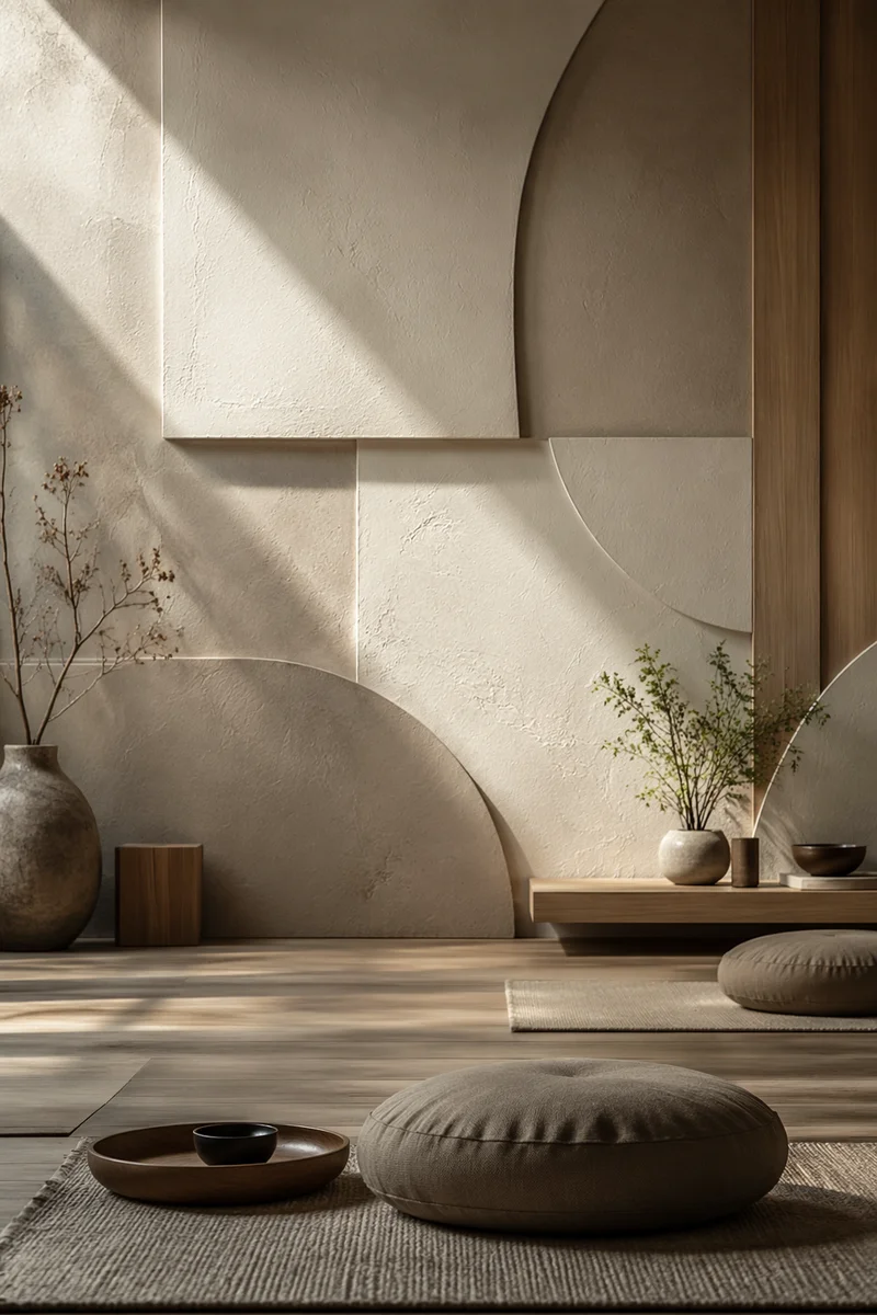 Minimalist Geometric Meditation Room Background