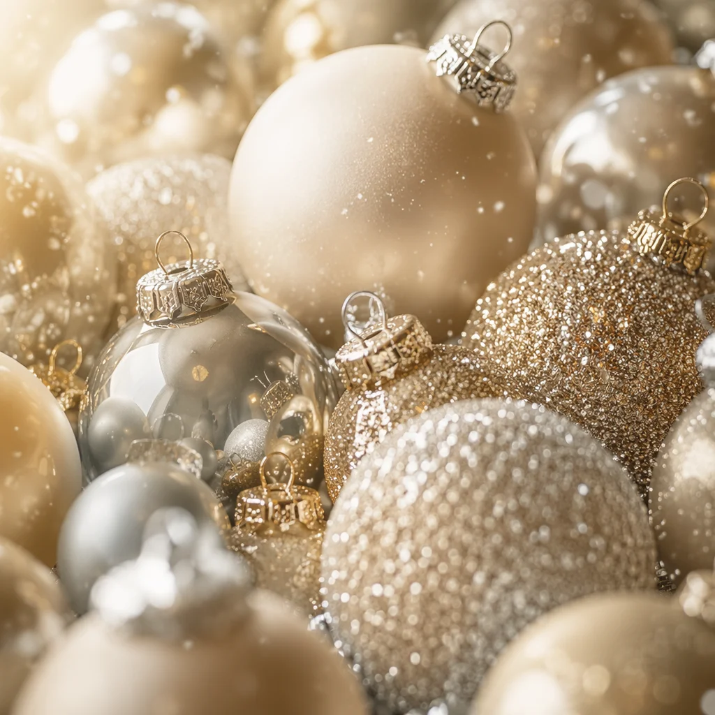 Festive Pearl Baubles Glitter Background