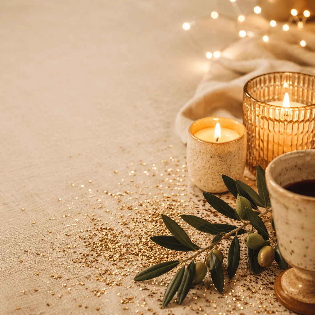 Golden Glitter Candlelight Christian Celebration Background