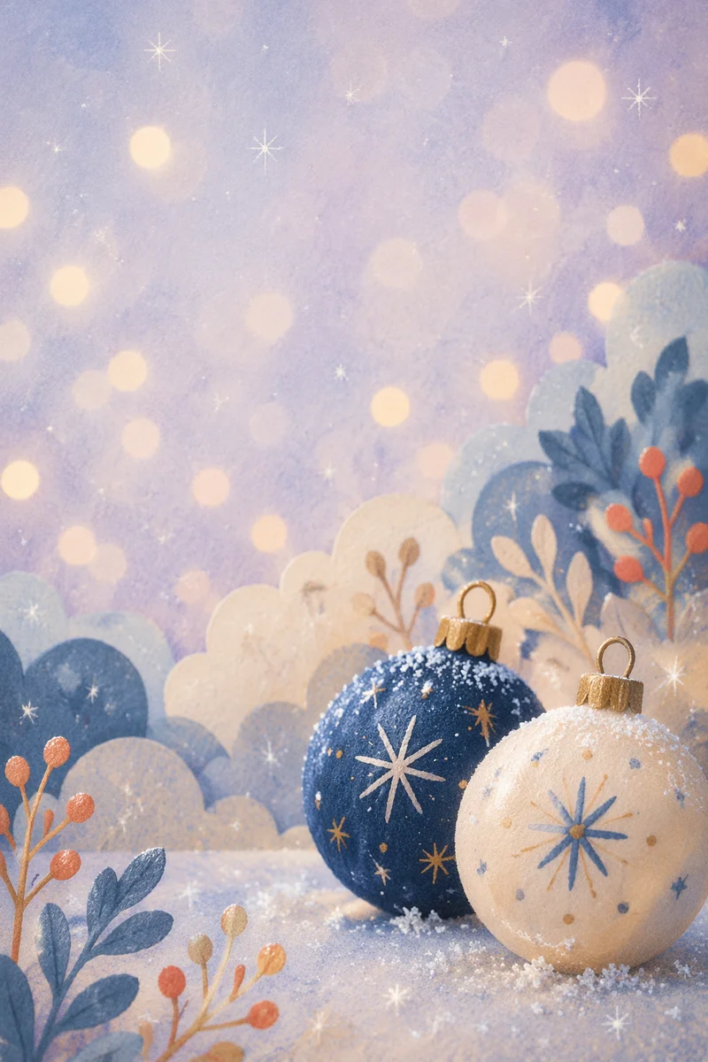 Elegant Winter Glitter Baubles Background