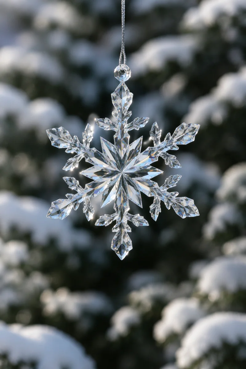 Crystal Snowflake Ornament with Winter Sparkle