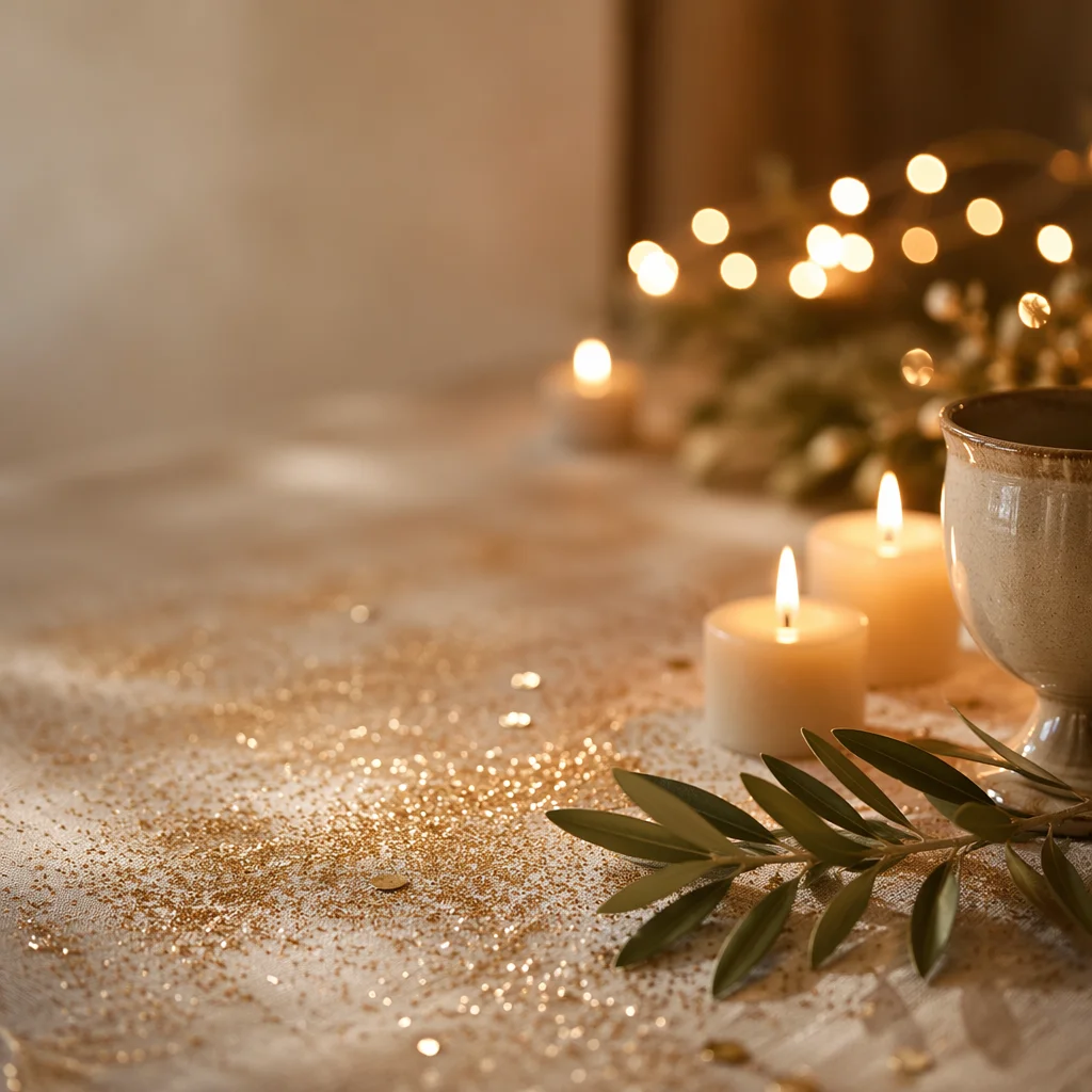 Golden Glitter Candlelight Celebration Background