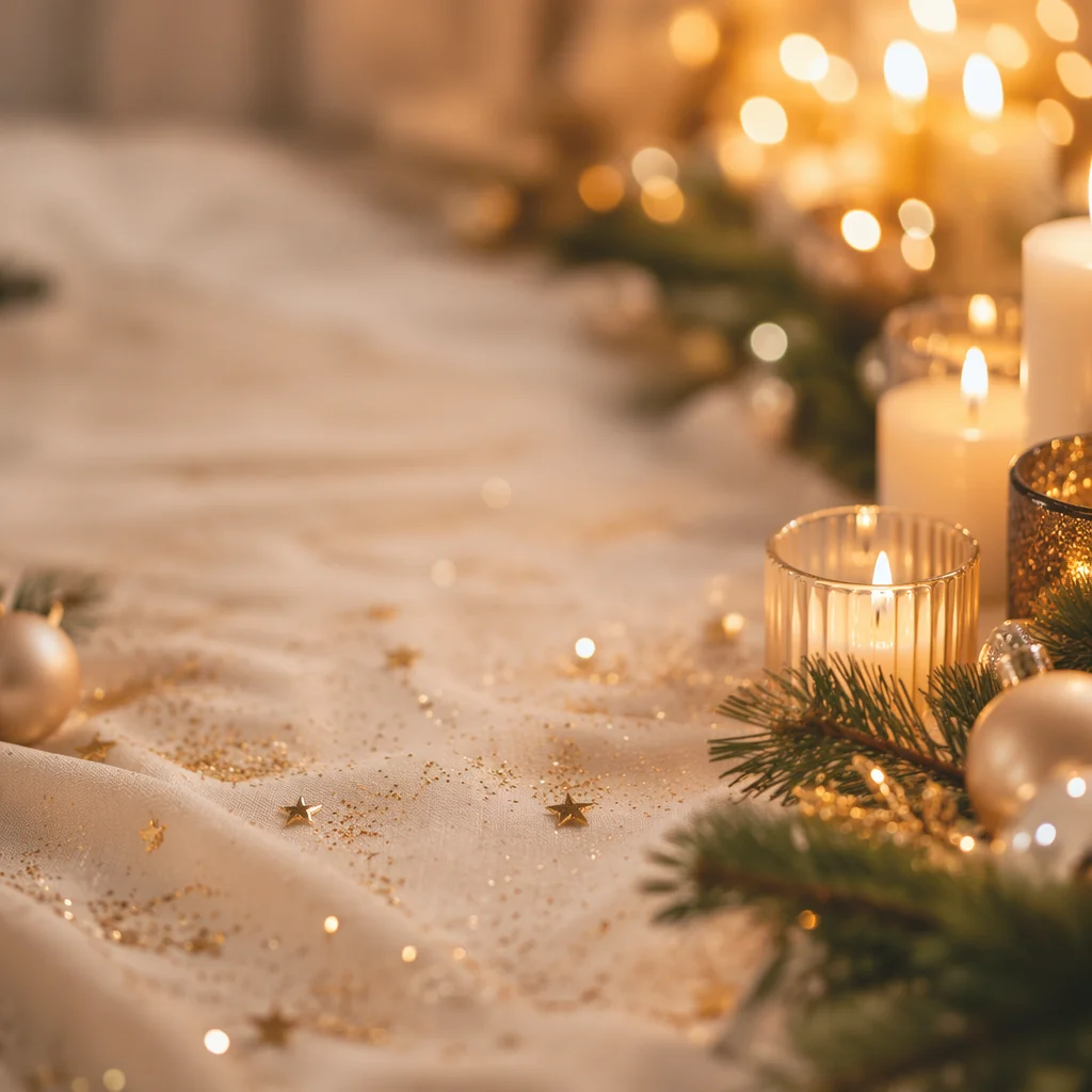 Golden Glitter Candlelight Holiday Background