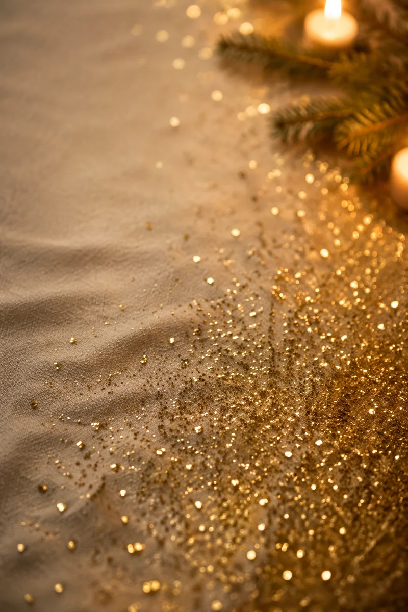 Gold Glitter on Warm Cream Linen