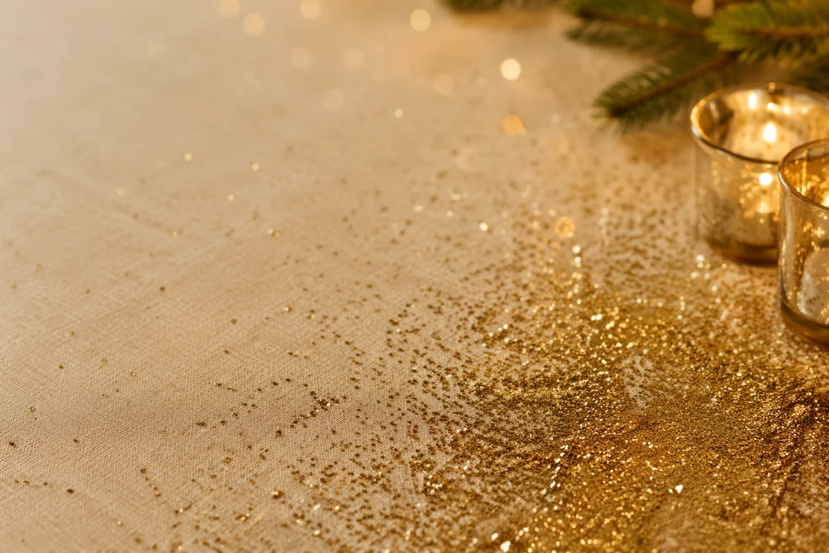 Gold Glitter on Warm Cream Linen