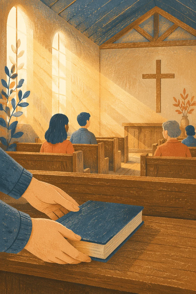 Golden Light Rays in Wooden Chapel