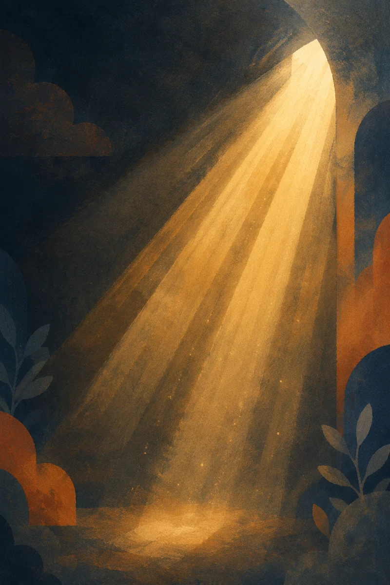 Golden Light Rays in Reverent Darkness
