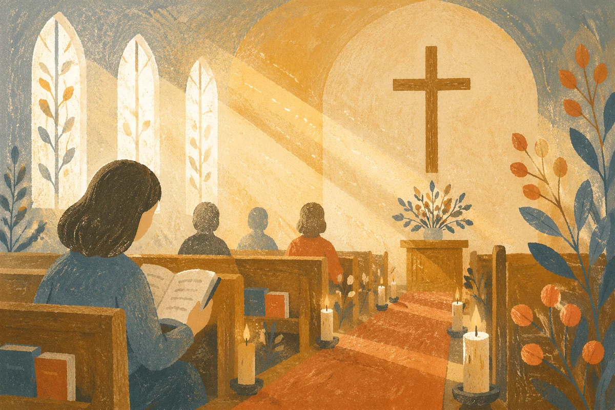 Golden Morning Light in Wooden Chapel