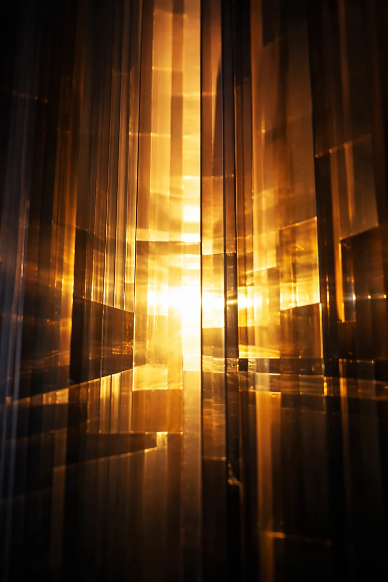 Abstract Golden Rays Through Layered Glass