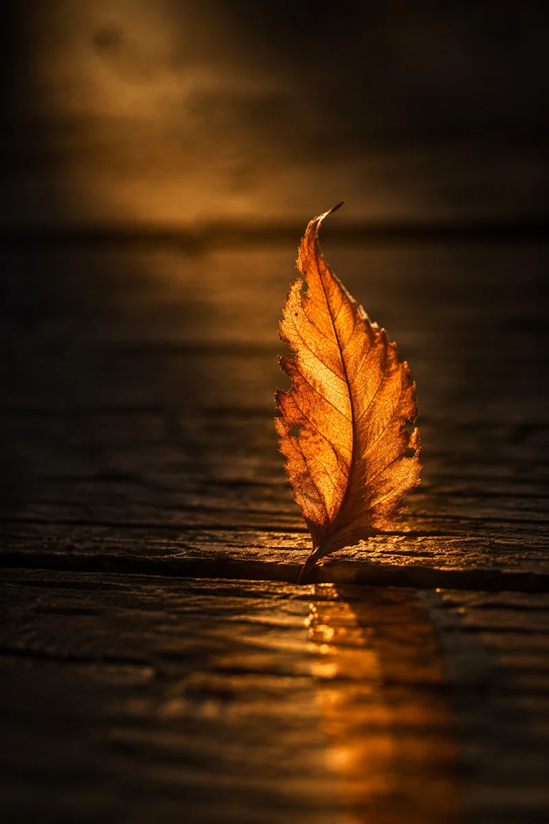 Golden Light Through Autumn Leaf