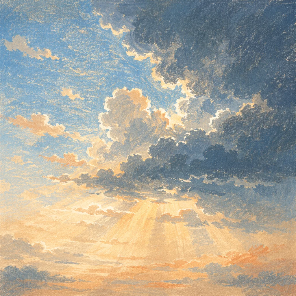 Golden Sunbeams Through Heavenly Storm Clouds
