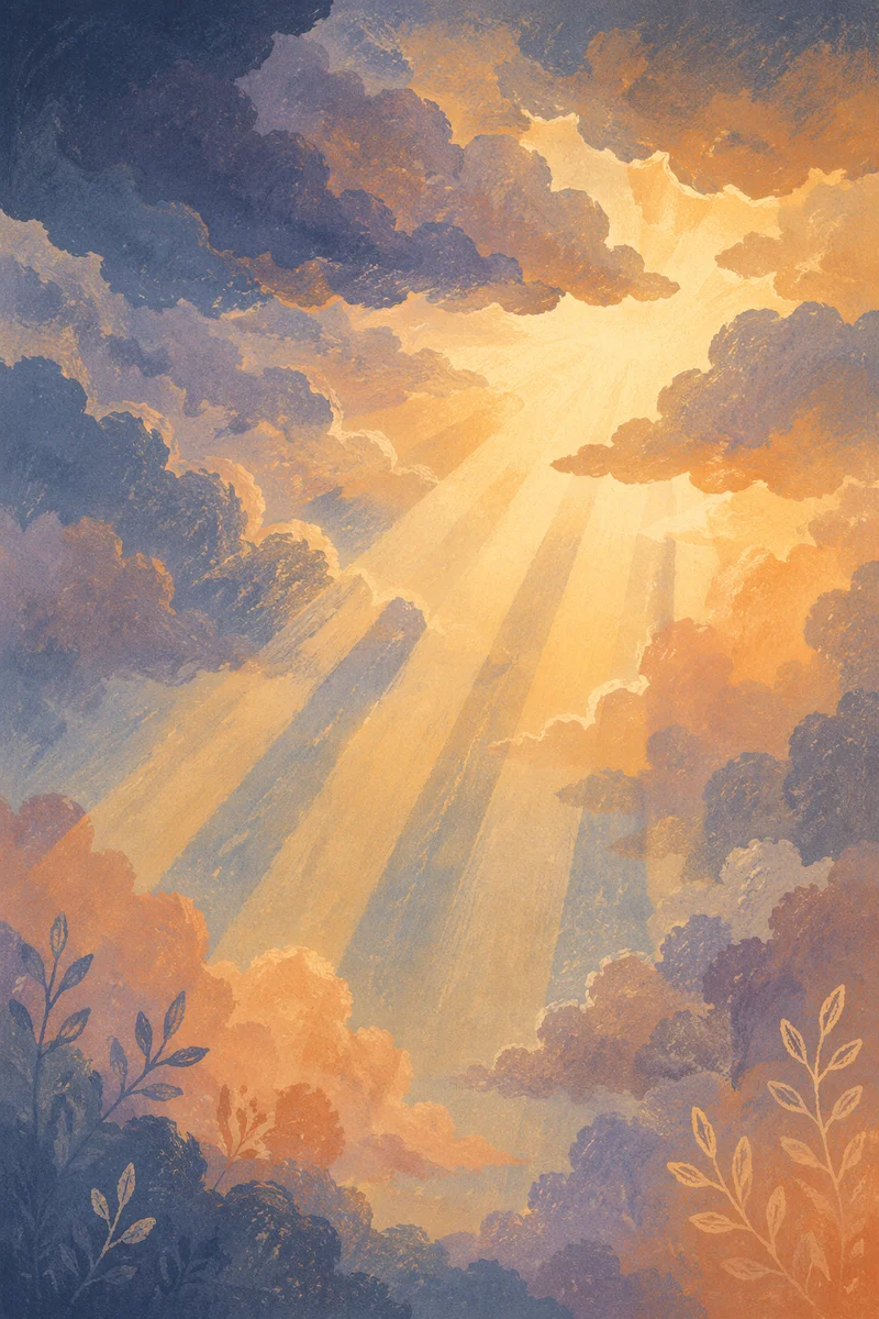 Golden Heavenly Light Through Storm Clouds