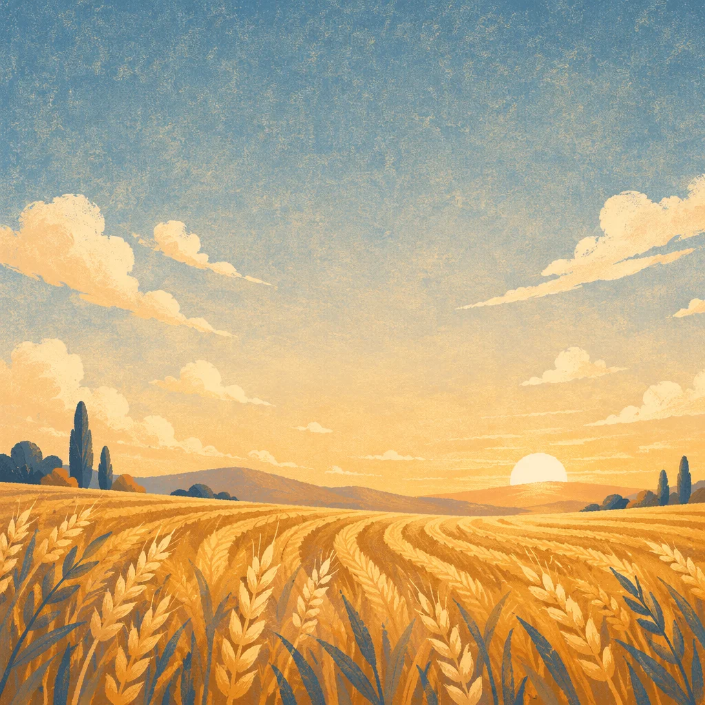 Golden Wheat Field at Late Sunset