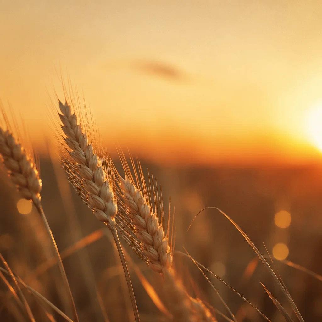 Golden Wheat Field at Sunset Closeup