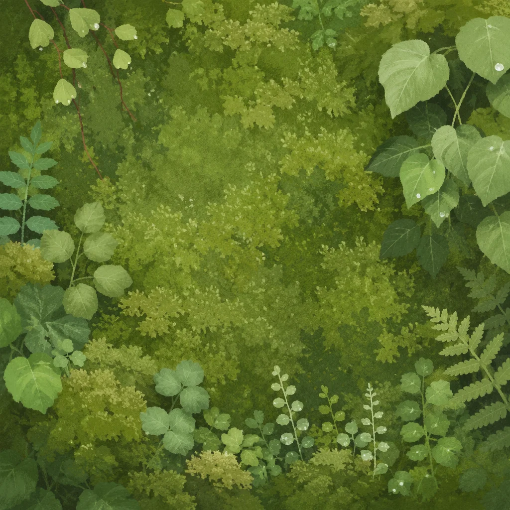 Fresh Green Leaves and Moss Background