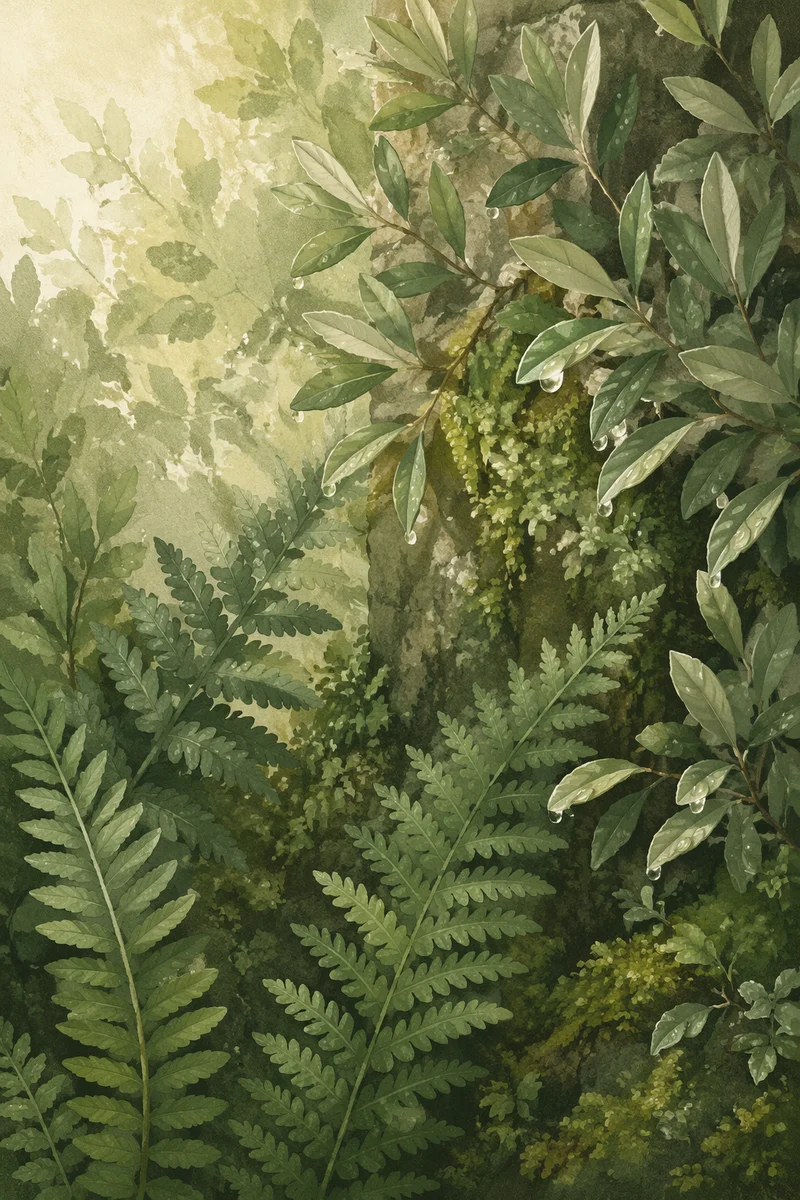 Fresh Green Fern Garden Background