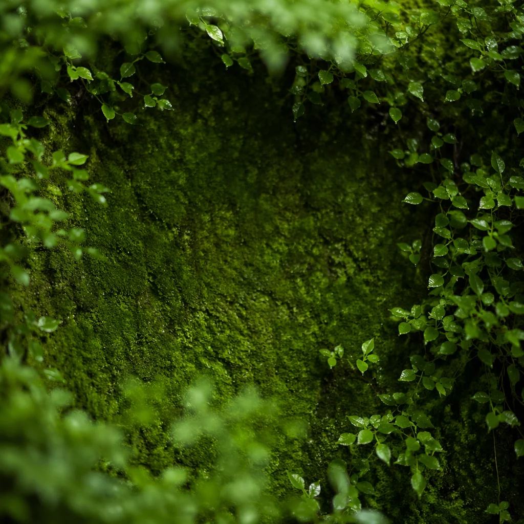 Fresh Green Leaves and Moss Background