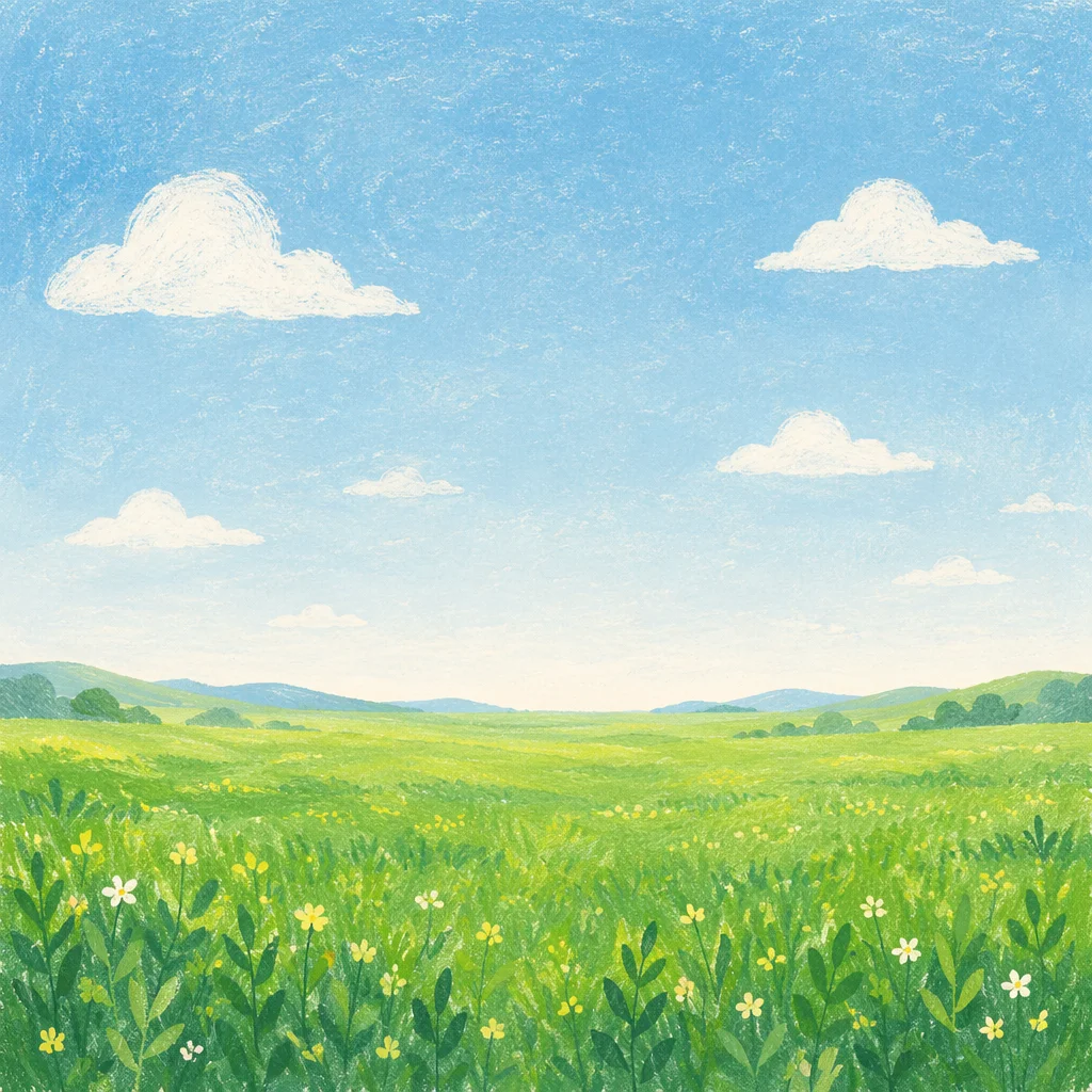 Open Green Meadow Under Blue Sky