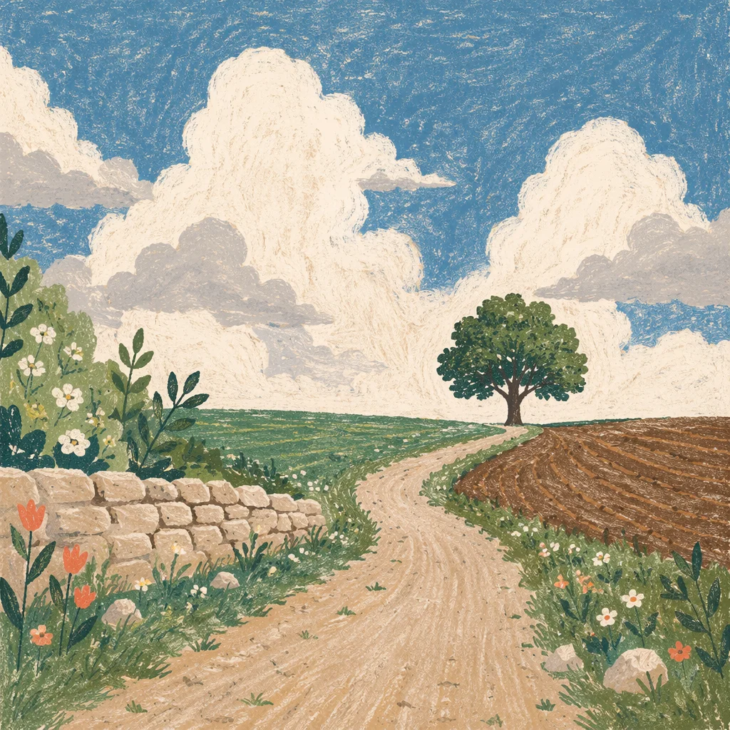 Green Country Road Beneath Expansive Blue Sky