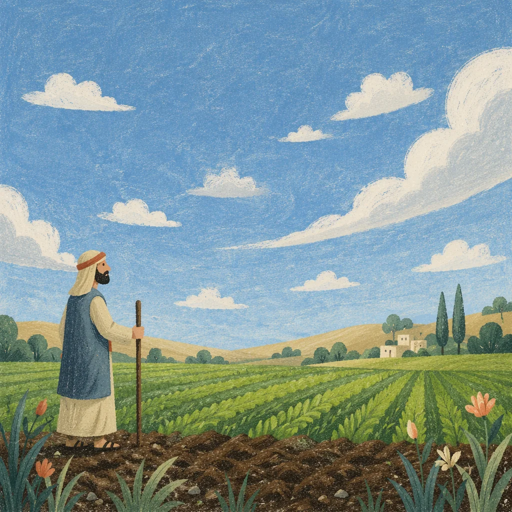 Green Field Horizon Under Blue Sky
