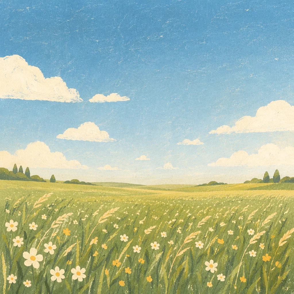 Peaceful Green Meadow Under Blue Sky