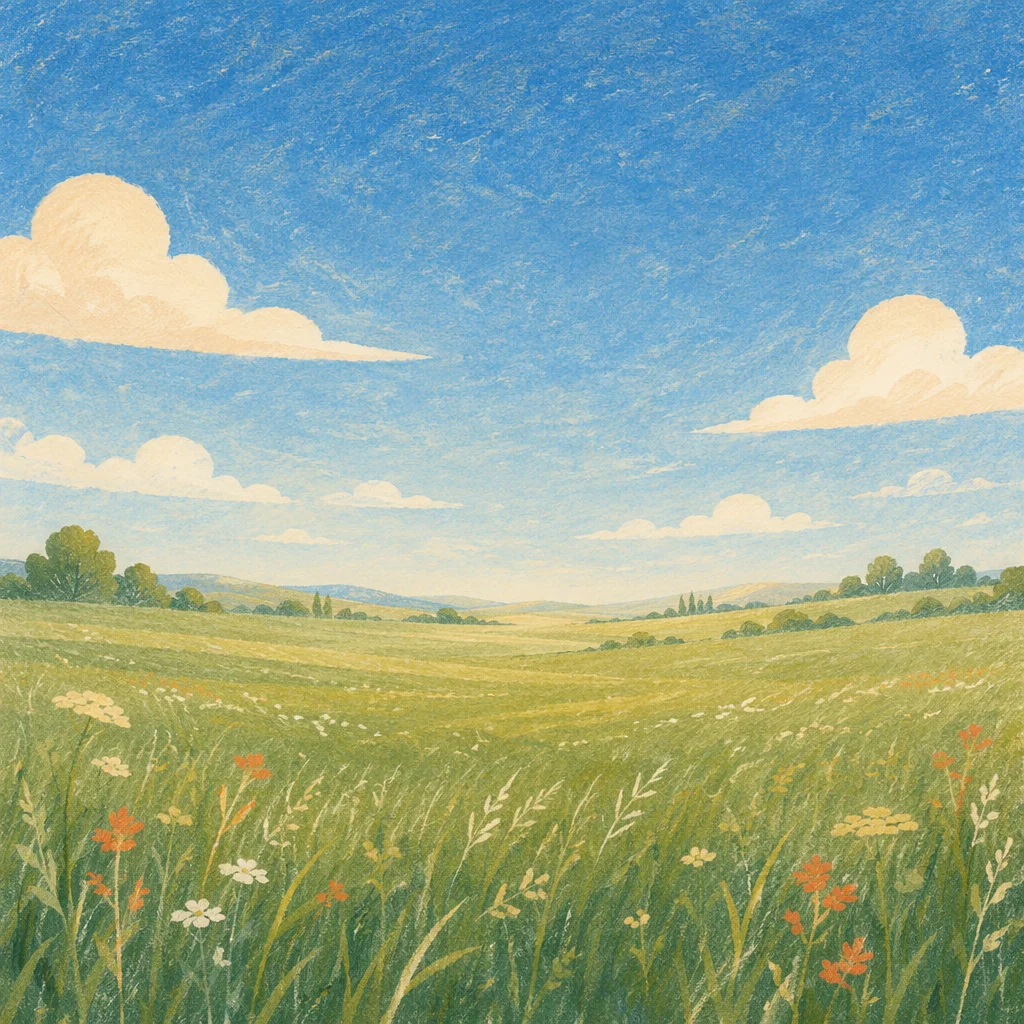 Emerald Meadow Under Clear Blue Sky