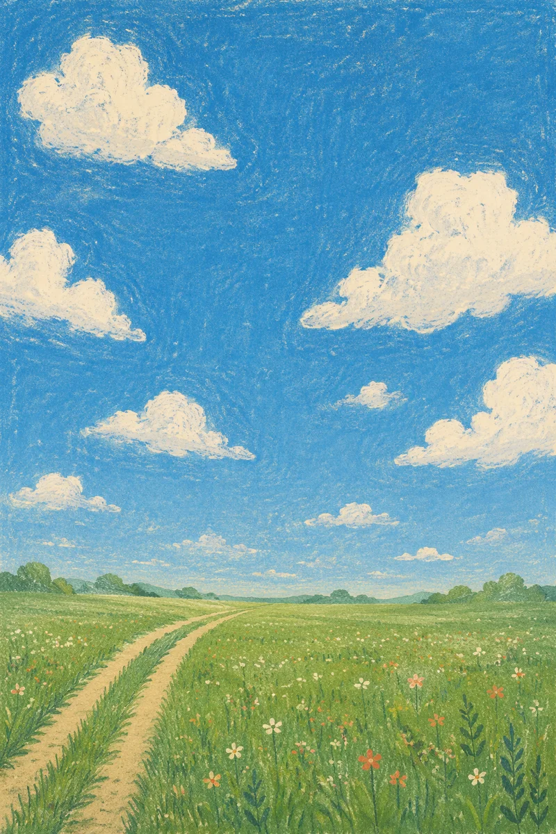 Green Meadow Under Expansive Blue Sky
