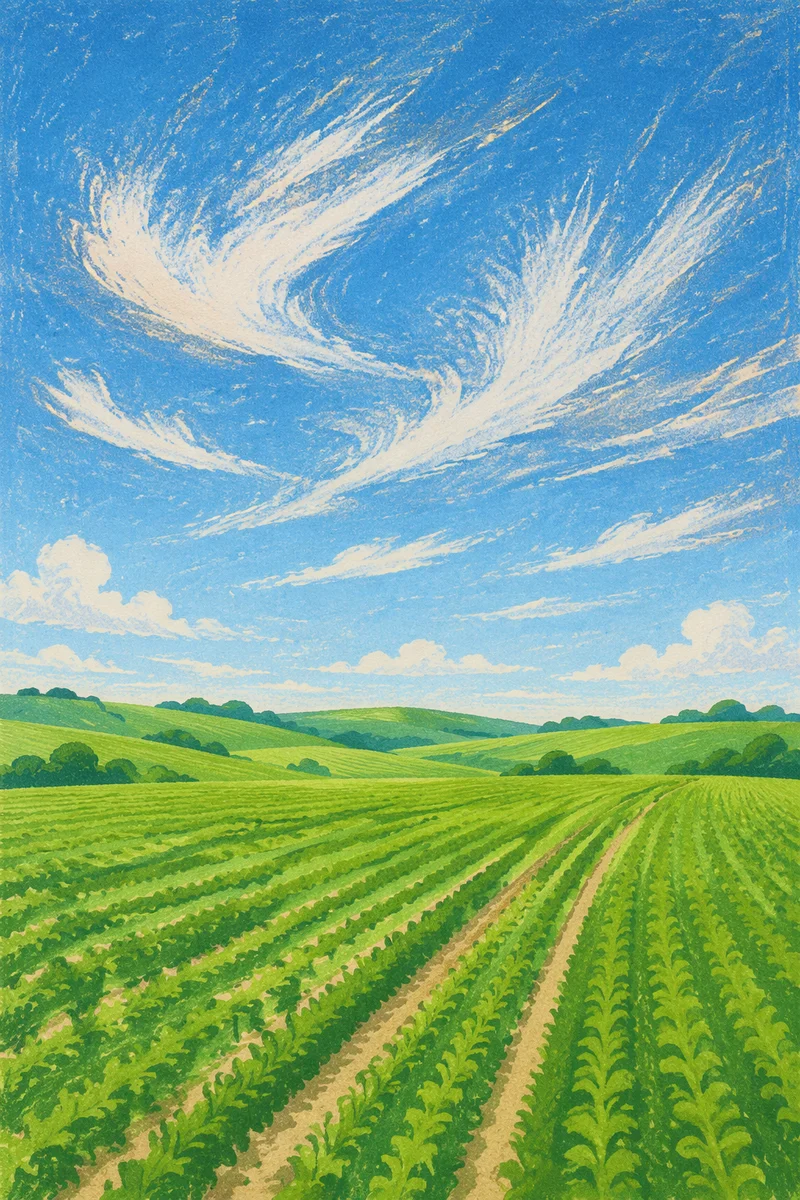 Green Field Horizon Under Blue Sky