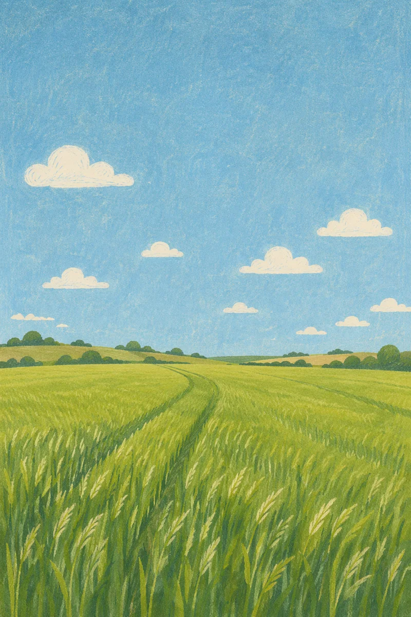 Green Field Under Expansive Blue Sky