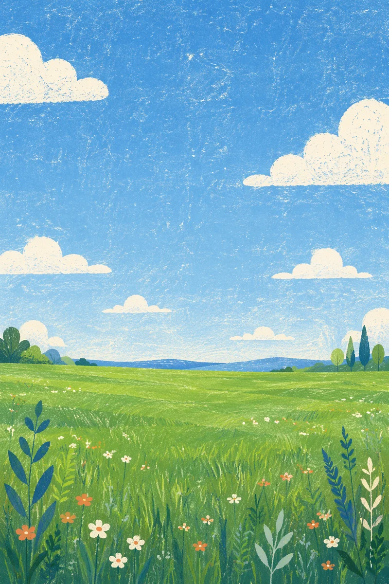 Green Field and Blue Sky Background
