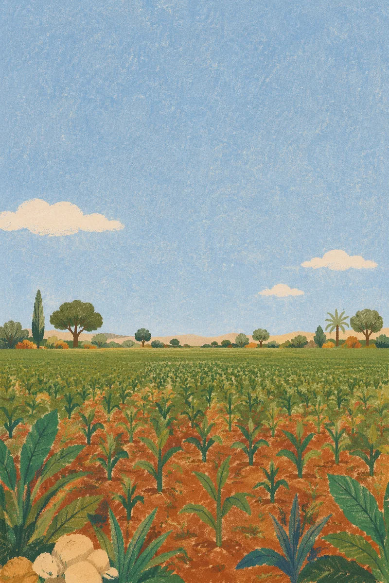 Green Field Horizon Under Clear Blue Sky