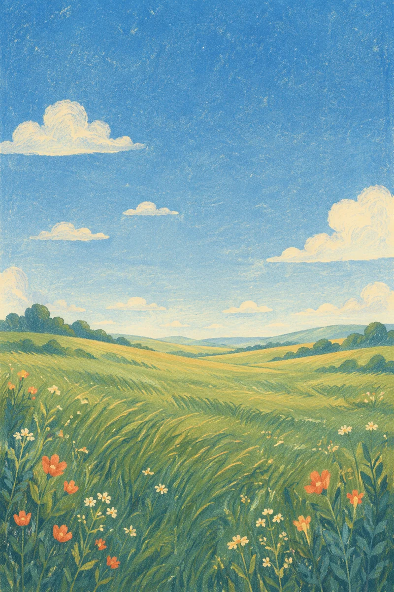 Emerald Meadow Under Peaceful Blue Sky