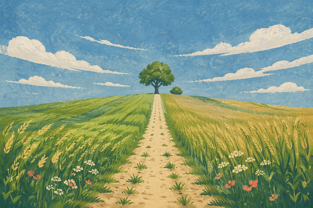 Green Horizon Field Under Blue Sky