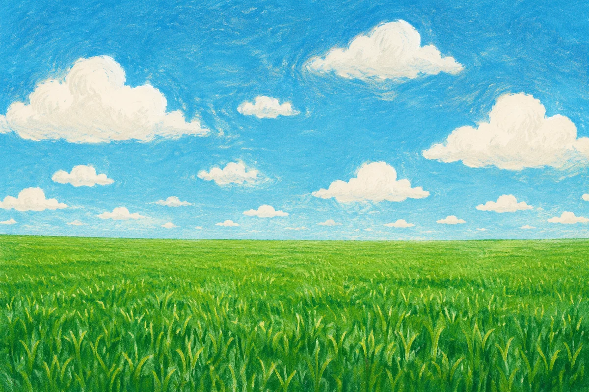 Endless Green Field Under Blue Sky