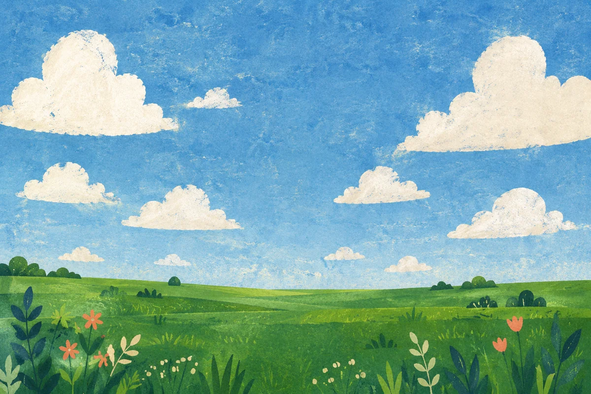 Endless Green Meadow Under Blue Sky
