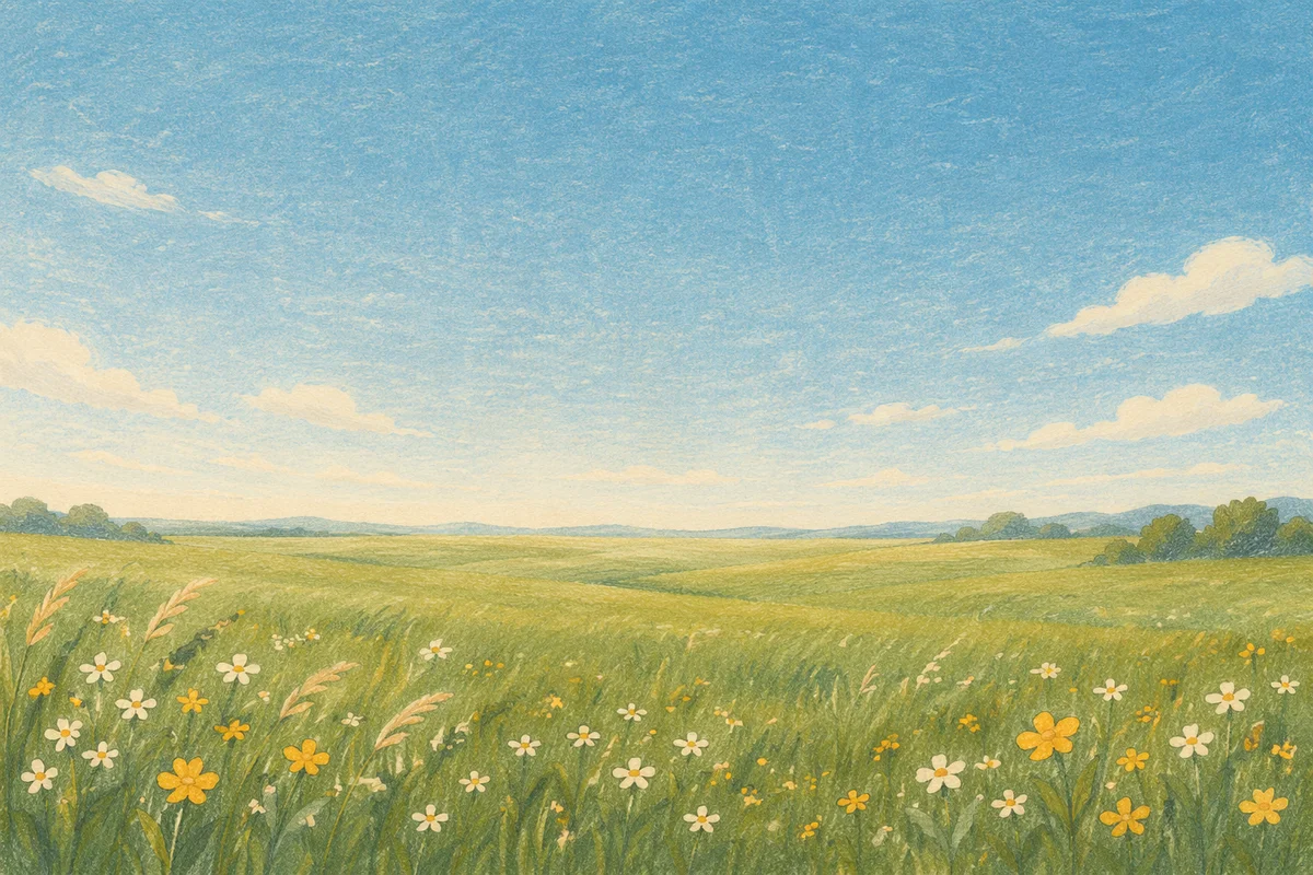 Peaceful Green Meadow Under Blue Sky