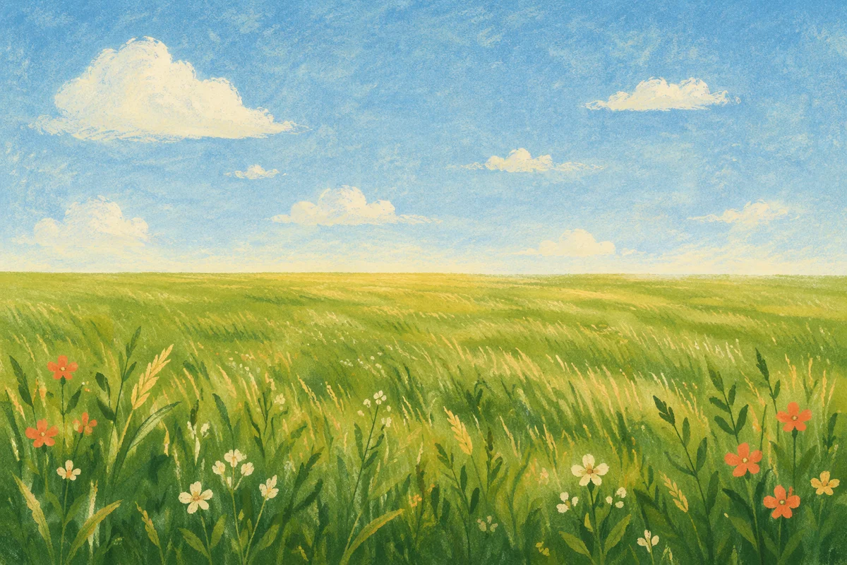 Peaceful Green Meadow Under Blue Sky