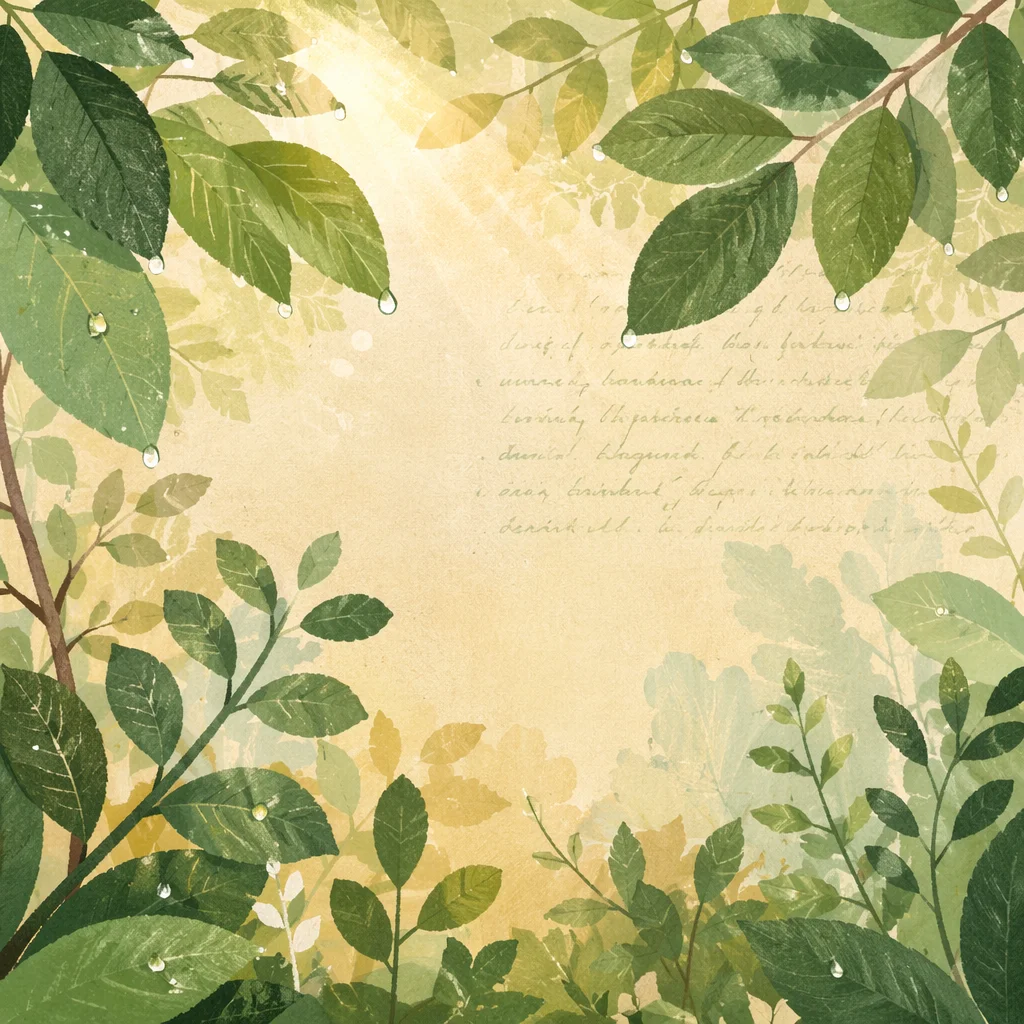 Rain-Kissed Green Leaves Scripture Background