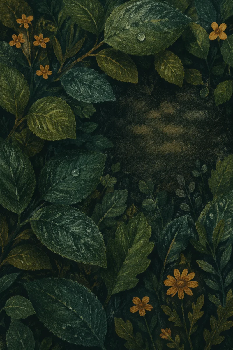 Moody Green Foliage Scripture Overlay Background