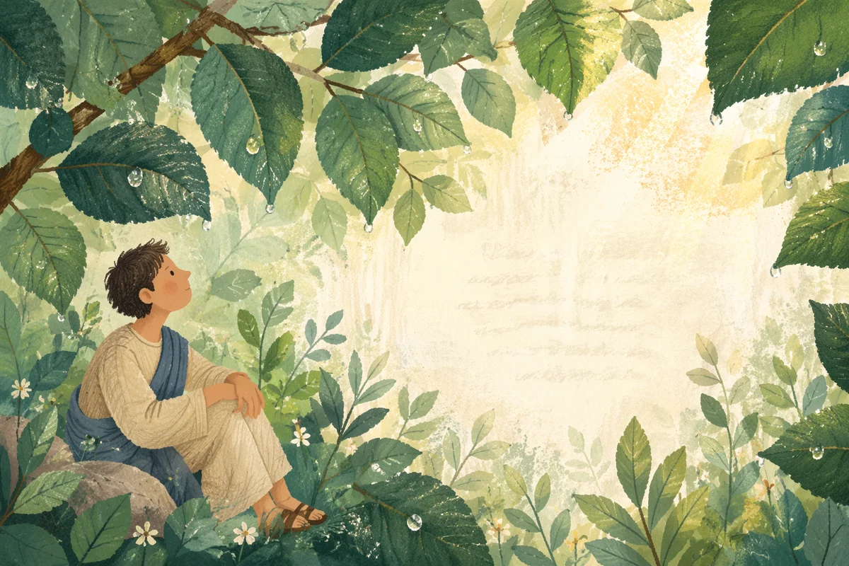 Green Leaves Scripture Overlay Background