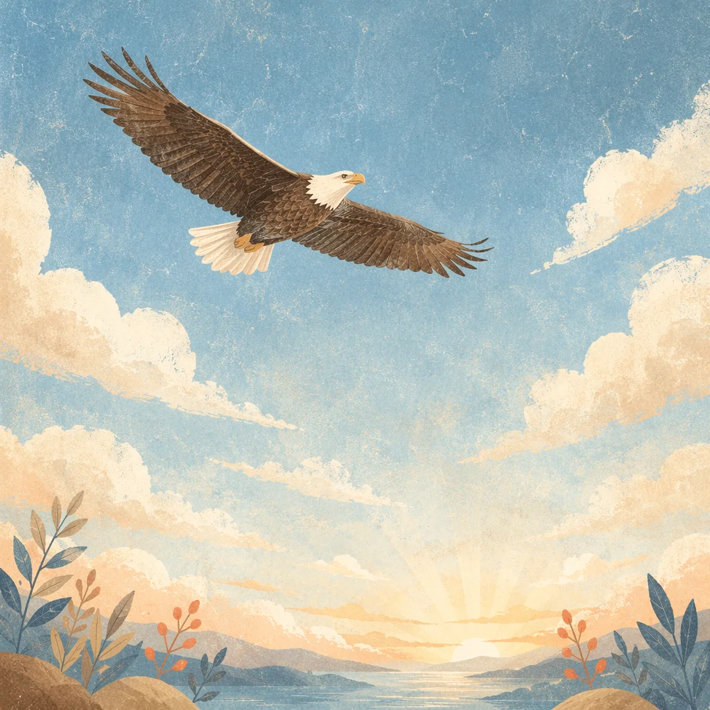 Eagle Soaring in Hopeful Morning Sky