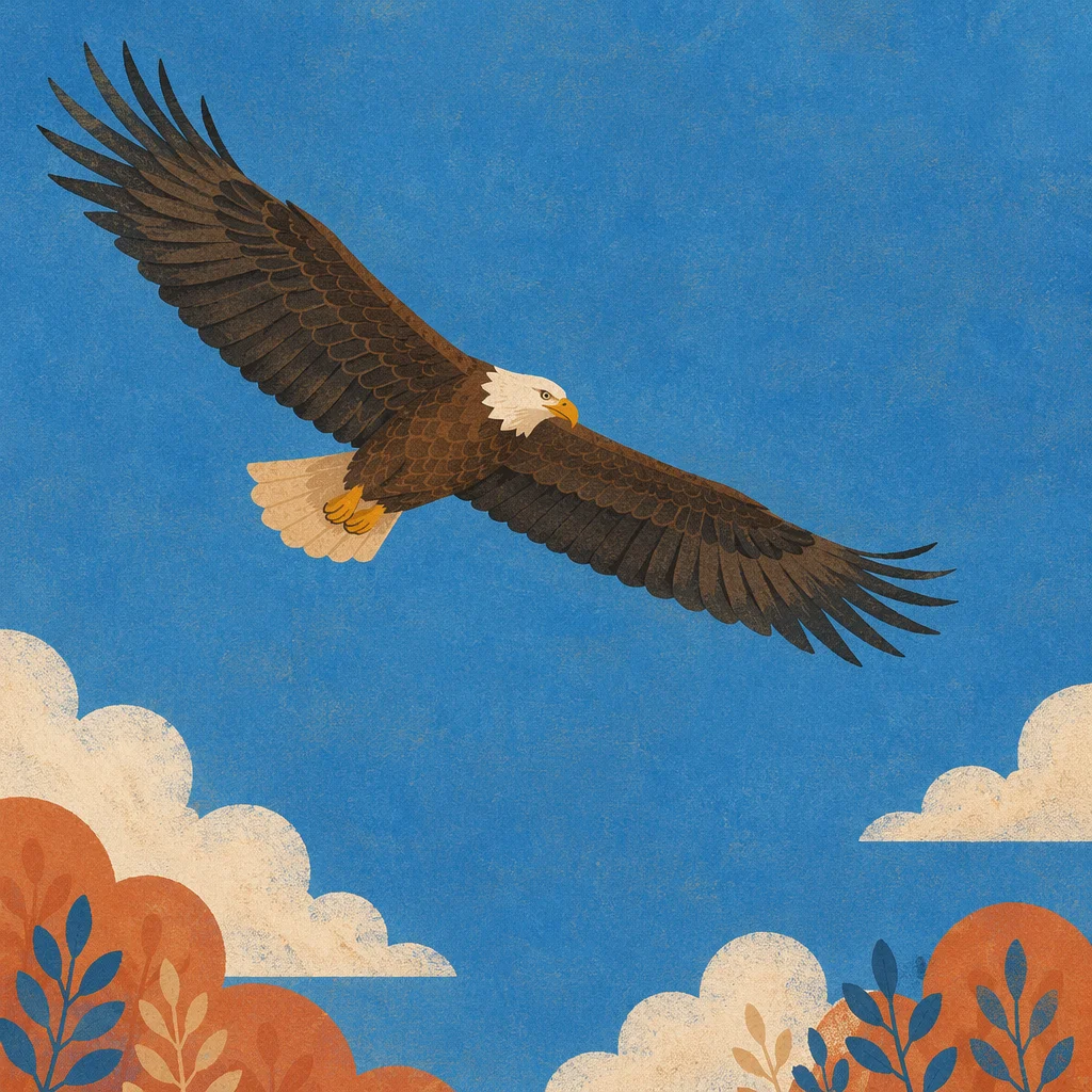 Eagle Soaring in Expansive Blue Sky